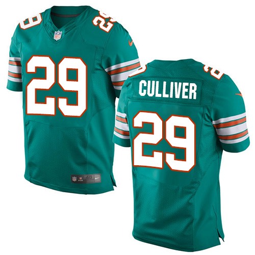 Men's Elite Chris Culliver Nike Jersey Aqua Green Alternate - #29 NFL Miami Dolphins